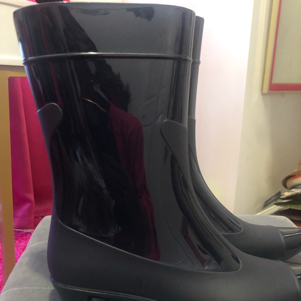 New Jeffrey Campbell Shiny Blue Rain Boots - Picture 8 of 11
